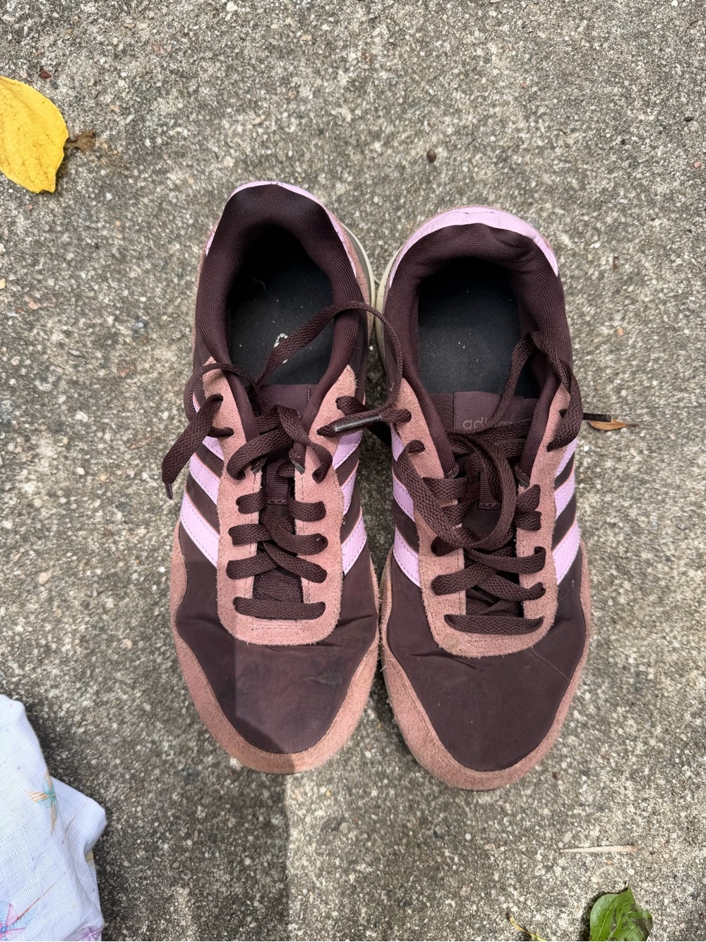 adidas Women's Brown and Pink Athletic Lace-Up Sneakers 8